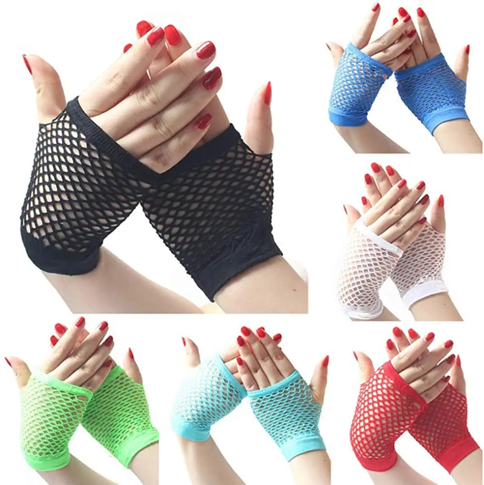 Neon Fishnet Fingerless Punk Goth Long Hollow Gloves Leg Arm Cuff Party Wear Fancy Dress for Womens Sexy Beautiful Arm